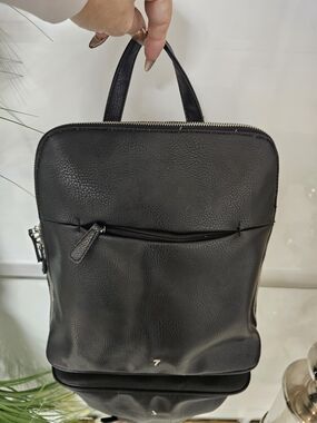 Seven Days Men's Black Backpack with Front Zip Pocket